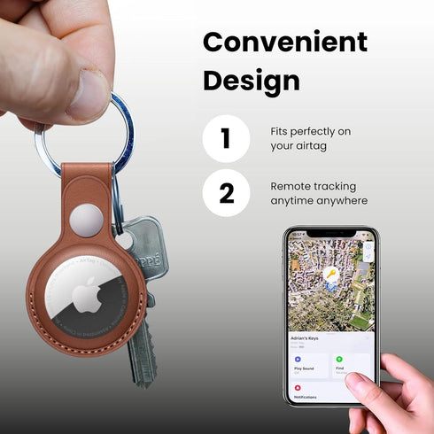 Ace & Eon Luxury AirTag Holder, 2-Pack - Waterproof Vegan Leather Case for Apple Air Tag - Keychain, Wallet, Dog Collar Cover - Lightweight, Durab...