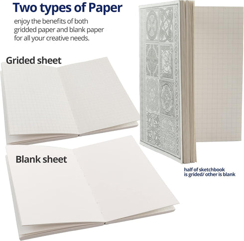 LayFlat Sketchbook - 3.75 x 5.3 Inches - Celtic Blank Note Book, 64 Sheets, Thick 100gsm Paper, for drawing, sketching, and journaling, 32 Blank a...