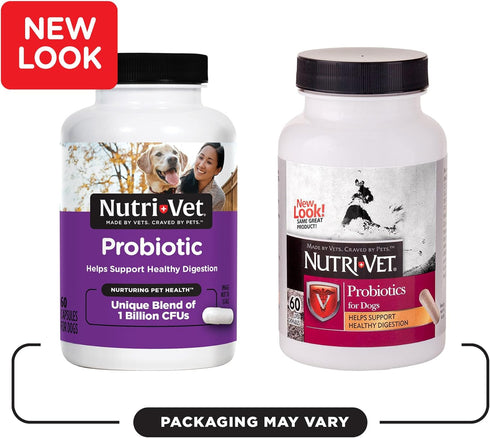 Nutri-Vet Probiotics Capsules for Dogs | Supports Digestive Health | For All Size Dogs | Promotes Healthy Immune System | Vet Formulated | 60 Coun...