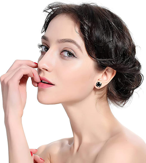 HENGYID 4 Pairs Stainless Steel Magnetic Stud Earrings for Men Women CZ Magnet Non Pierced Clip On Earrings Set 6MM...