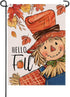 Hello Fall Scarecrow Small Decorative Garden Flag, Autumn Maple Leaves Rustic Yard Lawn Outside Decor, Thanksgiving Seasonal Farmhouse Country Out...