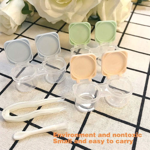6 Pack Contact Lens Case, Portable Flip Top Contact Lenses Holder Cases with Remover Tool Tweezers Contact Solution Bottle Clear Contacts Storage ...