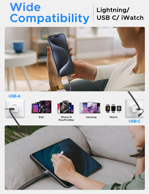 Upgraded 3 in 2 USB C Cable for Apple Watch Charger iPhone Charger USB C Multi Fast Charging Cable Compatible with iWatch Ultra/SE/9/8/7/6/5/4/3/2...