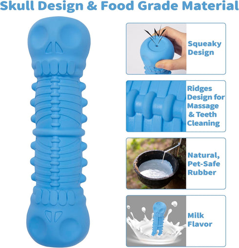Durable Squeaky Dog Toys for Aggressive Chewers – Tough Rubber Teething Toy for Puppy, Indestructible Super Chew Toy for Medium & Large Breeds, Gr...