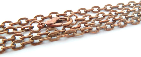 CleverDelights 3x4mm Cable Chain Necklaces - Antique Copper Color - 10 Pack - 24 Inch Length...