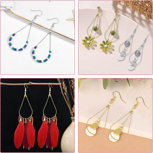 240PCS Earrings Beading Hoop Teardrop Beading Earring Hoops Beading Hoop Earring Finding Components for DIY Jewelry Making 100PCS Earring Hooks 10...