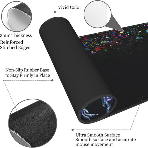 Watercolor Cool Dinosaur Hand Drawn Glowing Tyrannosaurus Rex Gaming Keyboard Mouse Pad Mousepad Huge Extended XL Stitched Edge Rubber Sole for Ho...