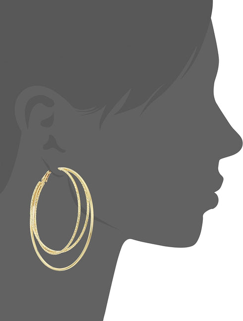 Guess Smooth and Textured Wire Gold Hoop Earrings...