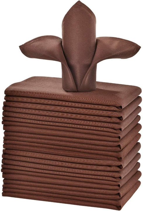 Chocolate Cloth Napkins 1-Dozen, Solid Washable Fabric Napkins Set of 12, Perfect for Weddings, Parties, Holiday Dinner (17 x 17-Inch, Chocolate)...