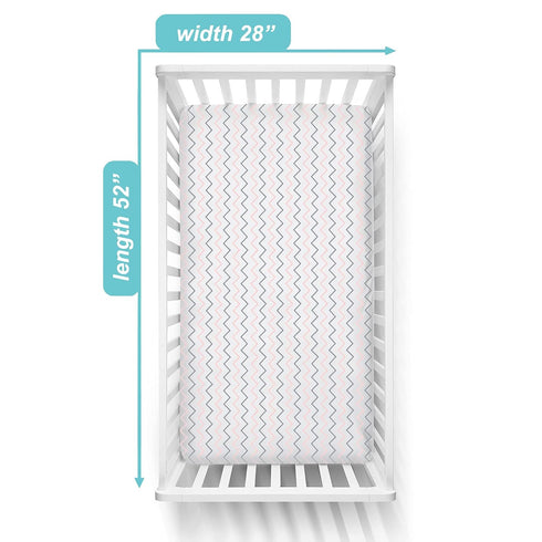 TL Care Fitted Crib Sheet 28" x 52", Soft Breathable Neutral 100% Cotton Jersey Sheet, Pink Zigzag, for Boys and Girls, Fits Crib and Toddler Bed ...