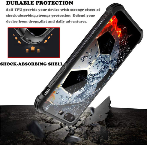 CARLOCA Compatible with iPhone 8 Plus Case,iPhone 7 Plus Cases for Men Boys,Sizzling Soccer Case Mate Pattern Design Shockproof Anti-Scratch Case ...