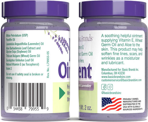 Basic Brands - Vitamin E Ointment - 2 oz - Moisture Enhancing - Can Help Reduce Appearance of Scars, Stretch Marks, Fine Lines & Wrinkles - 2-Pack...