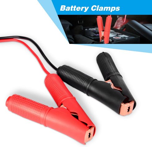 Nilight - GA-ACC-01 2 Pcs 30A Alligator Clips Booster Jumper Cable for Car Battery Charging Charger, 6 mm Copper Terminal...