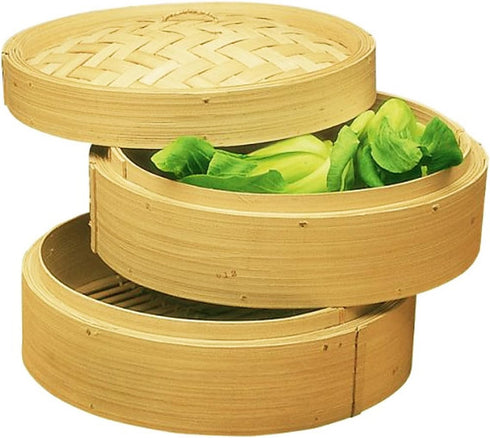 Happy Sales , Three Piece 6 Inch Bamboo Steamer...