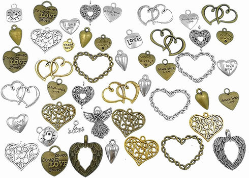 100 Grams Assorted Love Heart Shape Punk Steampunk Charm Pendant Connector for DIY Necklace Bracelet Jewelry Making Accessories...