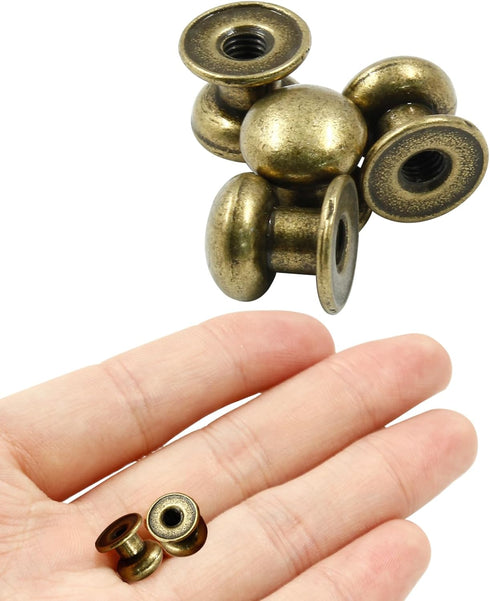 12pcs 0.31" x 0.39" Mini Drawer Pulls, Round Cabinet Knobs Handles Pulls for Dresser Closet Chest Drawer Wooden Jewelry Box Cases, Antique Bronze...