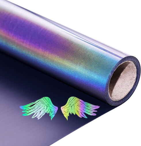 Reflective Heat Transfer Vinyl Reflective Rainbow HTV Vinyl Rolls Pack 12Inch x 5Feet Iron on Vinyl for Cricut, T-Shirts DIY Design, Silhouette Ca...