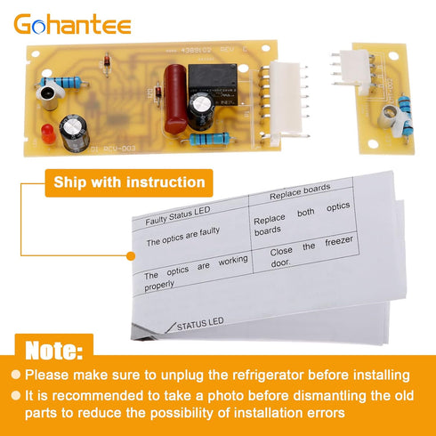4389102 Refrigerator Ice Maker Sensor Control Board Kit Compatible with Whirlpool Kenmore Emitter Sensor W10757851 2198586 W10193840