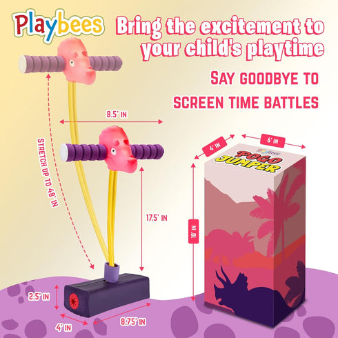 Triceratops Foam Pogo Stick Coolest Toy Jumper for Kids 3, 4, 5, 6, 7 Years Old - Inside & Outside Fun - Dinosaur Themed Bungee Ideal Kids Fun, Gi...