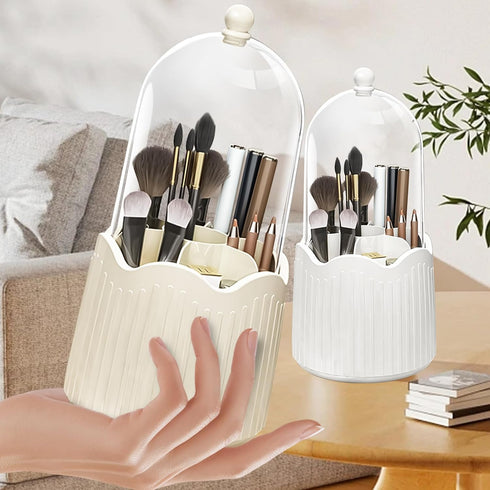 BigKing Makeup Brush Holder with Lid, Brush Holder Makeup Organizer,360 Rotating Dustproof Makeup Brushes Organizer for Vanity Desktop Bathroom Co...