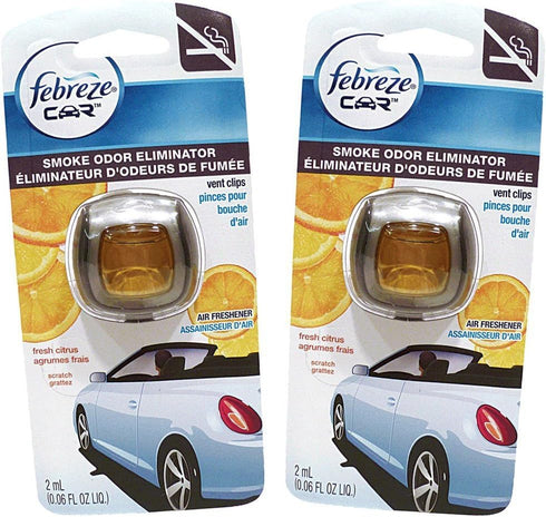 Febreze Car Vent Clips Air Freshener Smoke Odor Eliminator, Citrus Scent 2 Pack...