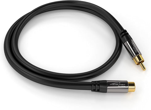 KabelDirekt – RCA Extension Cable – 6ft – Break-Resistant Lead for Brilliant Sound Quality (subwoofer/Audio Cable, RCA Male to Female, Ideal for A...