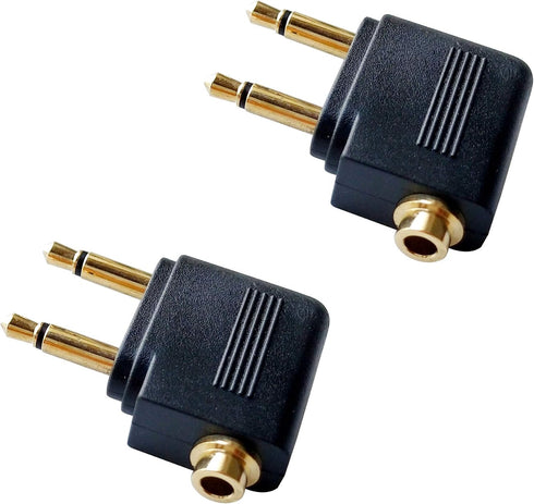Dual 3.5mm Male to 3.5mm Female Airplane Headphone Adapter Gold Plated (2 Pack)...
