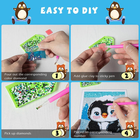 QEUOYSS Diamond Art Kit for Kids with Wooden Frame Art and Crafts for Kids Ages 6-8 -10-12 Easy to DIY Diamond Art for Kids and Adult Beginners Ho...