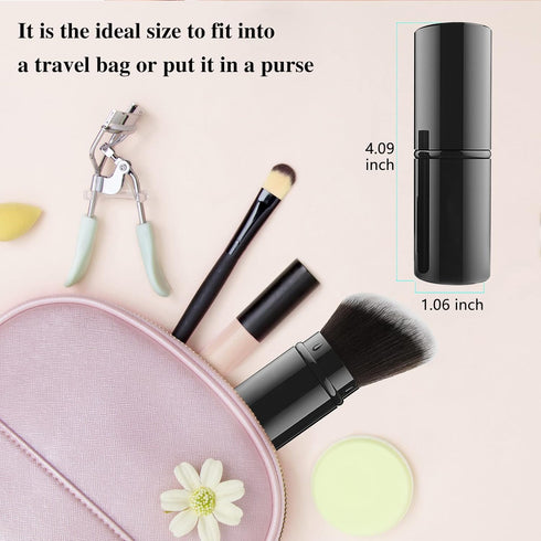 Falliny Retractable Makeup Brush, Angled Kabuki Powder Foundation Sunscreen Makeup Brush, Travel Face Blush Brush with Cover for Blush, Bronzer, B...