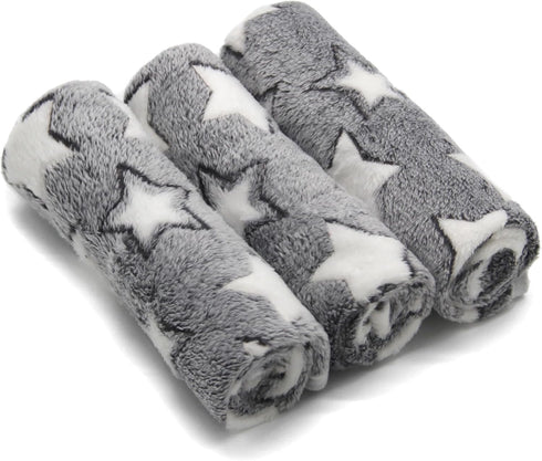 1 Pack 3 Puppy Blankets Cat Dog Blankets Super Soft Warm Sleep Mat Grey Star Cute Print Blanket Fluffy Fleece Pet Blanket Flannel Throw for Small ...