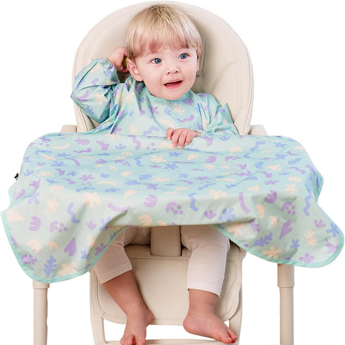 All-in-one Coverall Bib, Baby Feeding Bibs, Long Sleeve, BLW Bibs Covers baby and high chair...