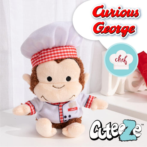 KIDS PREFERRED Curious George Cuteeze Monkey Stuffed Animal Plush Cooking Chef Toys Soft Cuddle Plushie Gifts for Baby and Toddler Boys and Girls ...