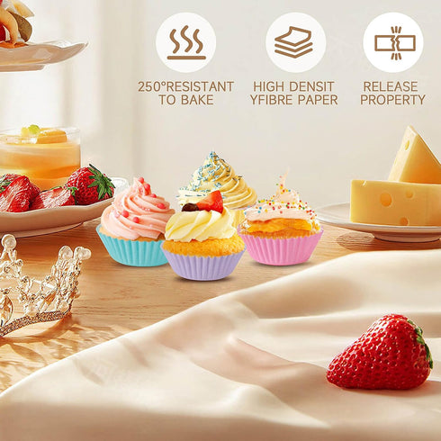 Mini Cupcake Liners Muffin Wrappers Rainbow Bright Baking Cups Paper, 400 Pack...