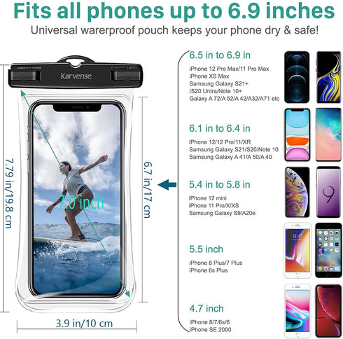 Waterproof Phone Pouch/Case, 4 Pack Large Water Proof Phone Pouch for iPhone, Samsung Galaxy & Pixel, IPX8 Phone Water Protector Pouch for Travel,...