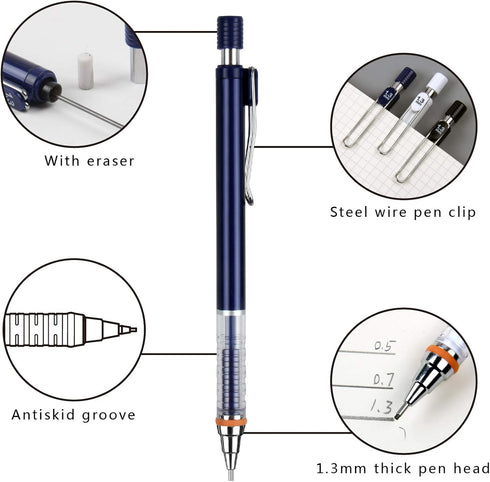 mechanical pencil 1.3mm HB lead pencils with refills and erasers sturdy lead Comfortable grip comfortble for writing...