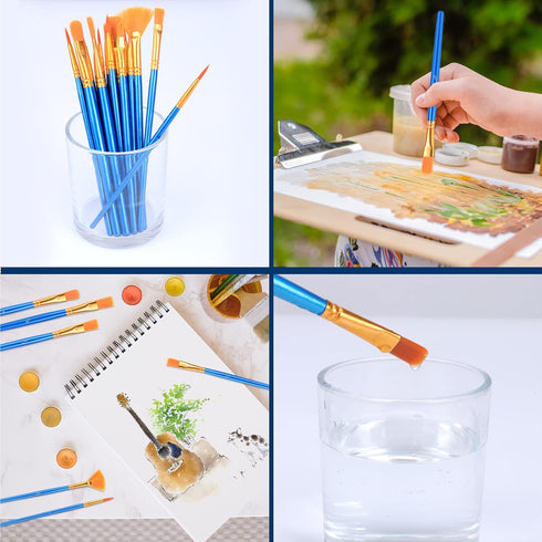 AROIC Acrylic Paint Brush Set, 30 pcs Nylon Hair Paint Brushes for All Purpose Oil Watercolor Face Body Rock Painting Artist, Small Paint Brush Ki...