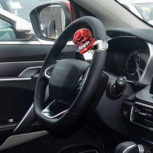 Arenbel Skull Steering Wheel Suicide Spinner Knob Power Turning Control Assist Grip Handle Fit Most Cars Trucks Tractors Boats, Red...
