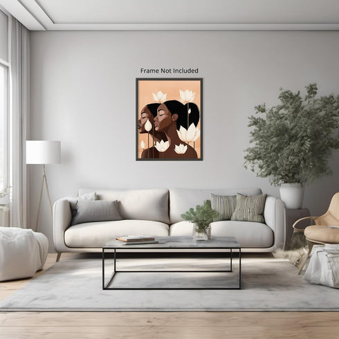 Posterizer 1 pcs-minimalist African woman art with pretty flowers 3-Afro-American Art Collection-Abstract & Modern Art-Chic Home Decor- unframed w...