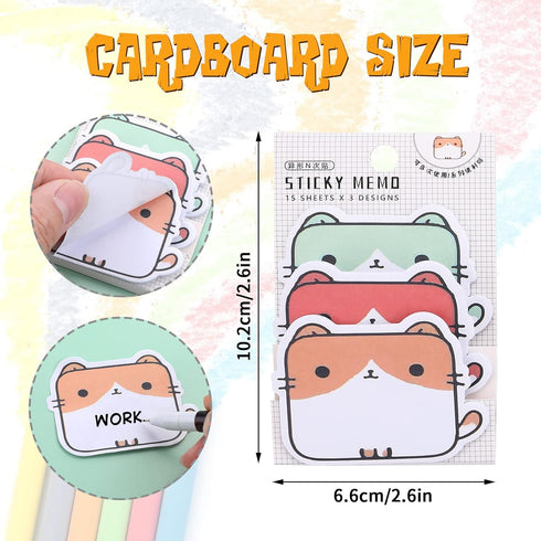 Cute Sticky Notes, 6 Pack Cartoon Sticky Notes Animals Shape Markers Flags Self-Stick Memo Pads Students Home Office Roommates Gifts Tab Supplies ...