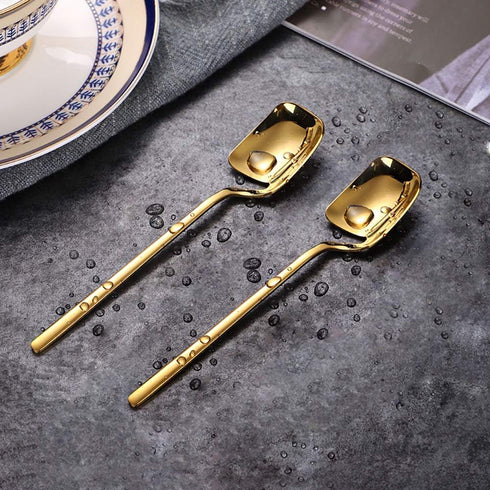 IQCWOOD Coffee Spoons, 5.6 Inches Demitasse Espresso Stainless Steel Small Spoon, Gold Teaspoons for Dessert, Sugar, Tea, Ice Cream, Set of 6...