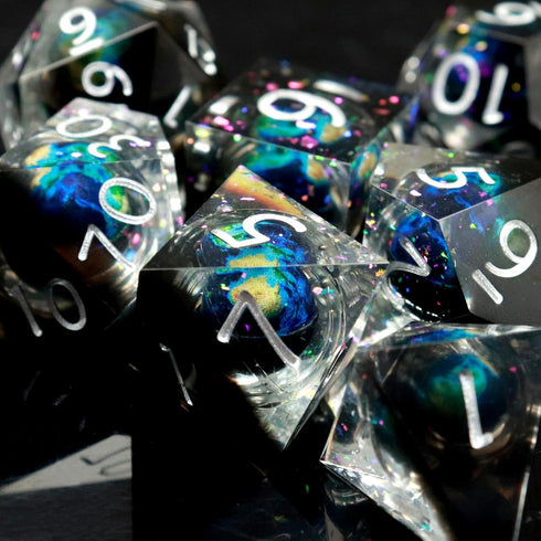 Haxtec DND Dice Set Liquid Core Sharp Edge Resin Dice, Planet D and D Dice, Polyhedral D&D Dice Set for Dungeons and Dragons TTRPGs DND Gift Rolep...