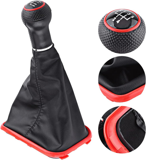 5 Speed Car Gear Shift Knob Manual/Auto Gear Shift Knob Boot Dust Boot Cover Replacement Compatible with MK4 1999-2004...