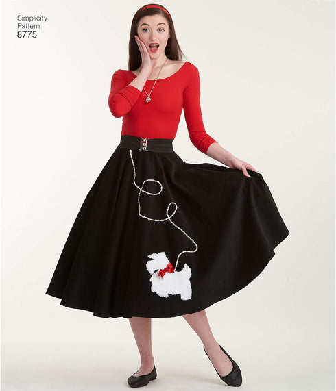 Simplicity 8775 Women's 1950's Vintage Rockabilly Poodle Skirt Sewing Pattern, Sizes 6-12...