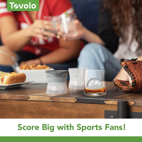 Tovolo Craft Ice Molds – Baseball 2.5” Large Sports Ice Spheres for Whiskey, Bourbon, Cocktails, Gifts & More – 2 Pack Slow Melting, Stackable, BP...