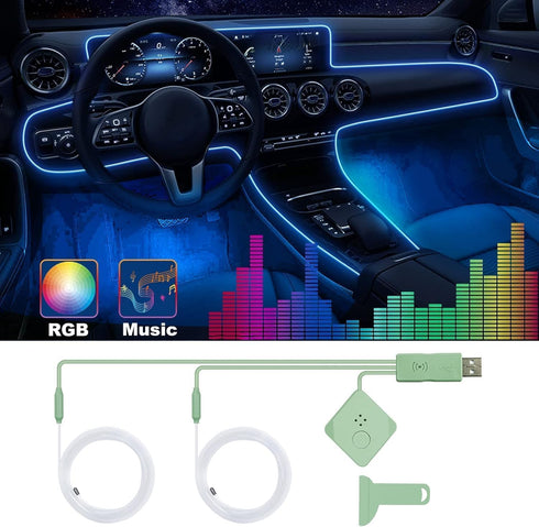 Car Led Strip Lights,Interior Lights,Ambient Lighting Kit With RGB 16 Million Colors Fiber Optics&Music Sync Rhythm,USB Neon Light Accessories for...