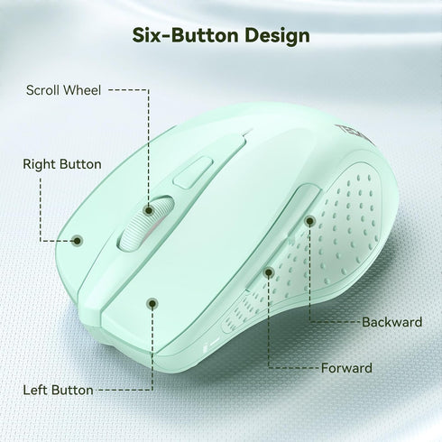 TECKNET Wireless Mouse, 2.4GHz Ergonomic Computer Mouse, Portable Cordless Mice, Mouse for Laptop, 6 Buttons USB Mouse for Chromebook, Ergo Grip, ...