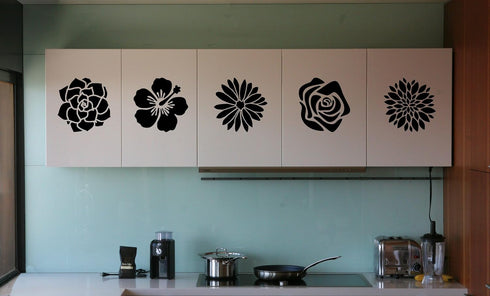 HELLATHUN 6pcs Reusable Large Flower Stencil (12x12 Inches), Sunflower Stencil, Rose Stencil, Dahlia Stencil, Floral Stencil for Painting on Furni...
