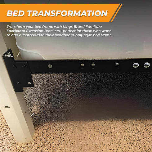 Kings Brand Furniture Bed Frame Footboard Extension Brackets Set of 2 Compatible with Twin, Full, Queen, King Sizes...