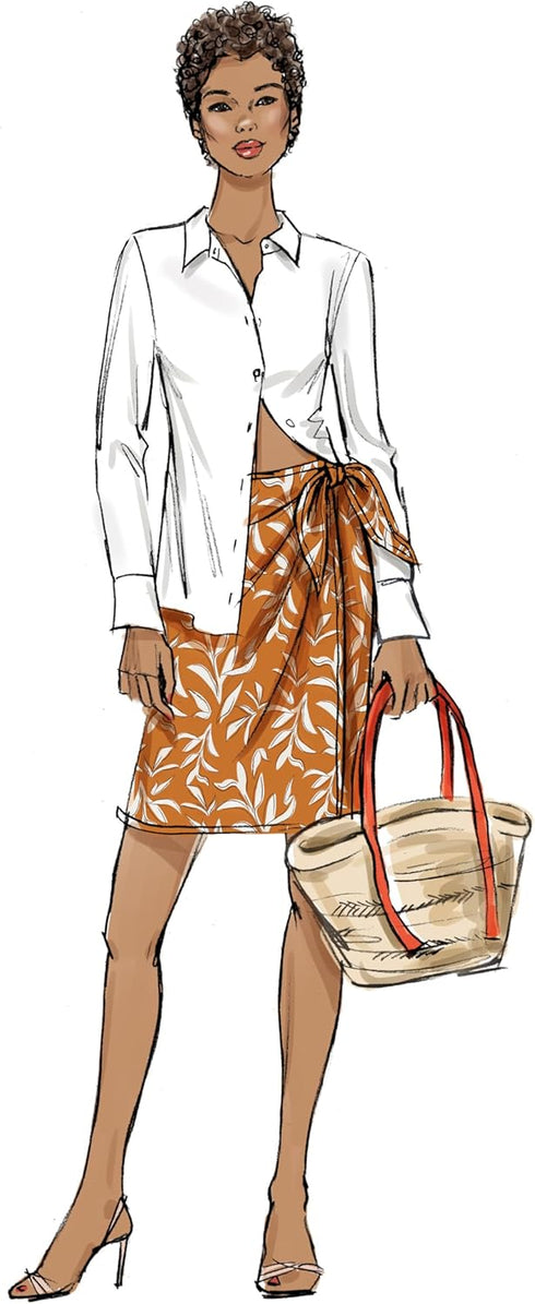 Butterick B6934A Misses' Wrap Skirt Sewing Pattern Kit in Two Lengths, Design Code B6934, Sizes XS-S-M-L-XL-XXL...