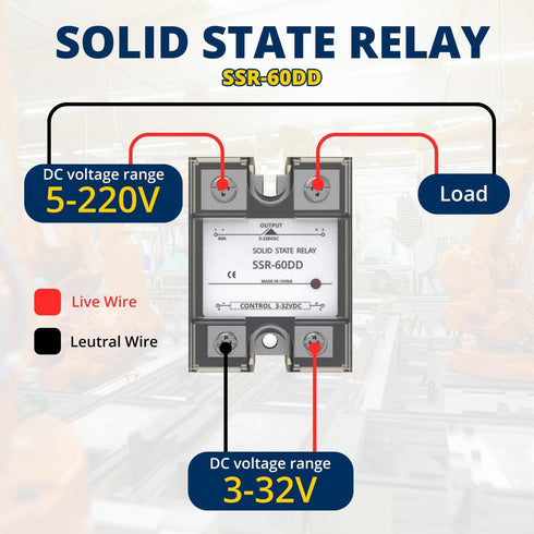 Solid State Module Relay 60A DC to DC Control,3-32VDC/5-220VDC,SSR Series Solid State Relays...